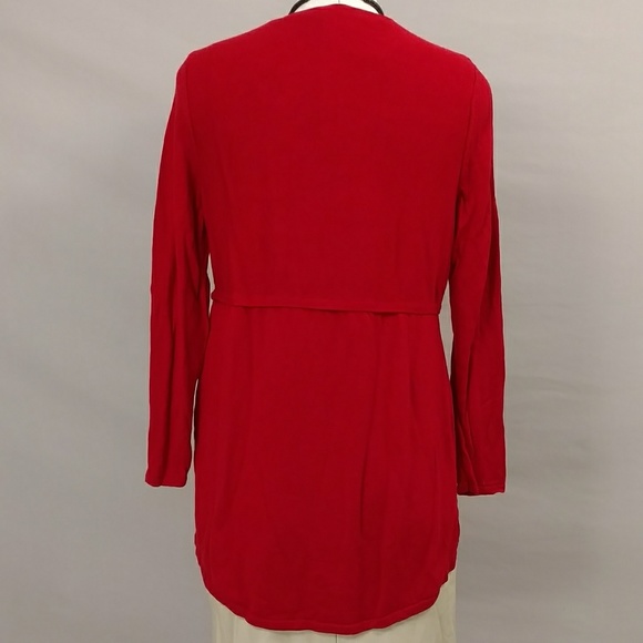 Red Knit Tunic J Jill Long Light Sweater Classy & Comfortable Christmas Holiday - Picture 3 of 8